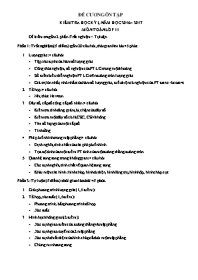 Đề cương ôn tập kiểm tra học kỳ I môn Toán lớp 11